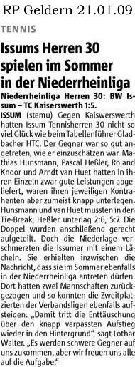 Tennis Herren 30 Issum NL 21. Januar 2009