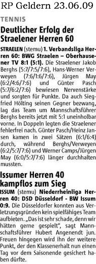 Tennis H40 und H60 Straelen 23. Juni 2009