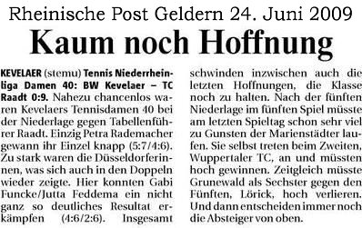 Tennis Damen 40 24. Juni 2009