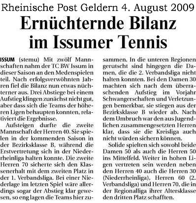 Tennis BW Issum zieht Bilan 4. August