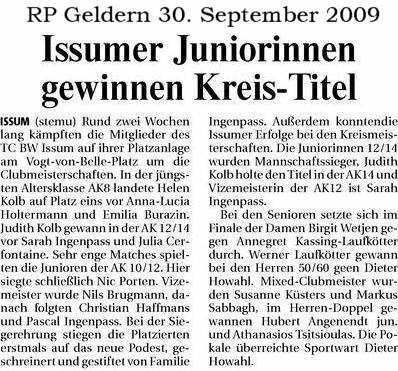 090930 Tennis Issum Juniorinnen