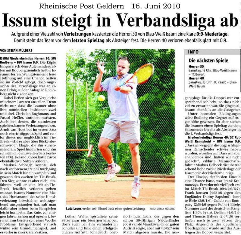 100616 Tennis Niederrheinligen Herren 30 und Herren 40