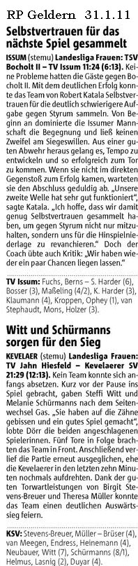 110131 Handballfrauen Issum und Kevelaer