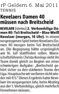 110506 Kevelaers Damen 40 müssen nach Breitscheid