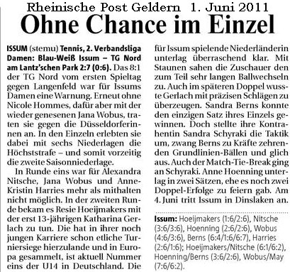 110601 Ohne Chance im Einzel (Damen Issum)