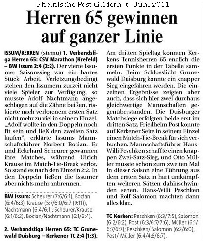 110606 Herren 65 gewinnen auf ganzer Linie (Issum + Kerken)