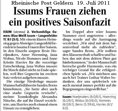 110719 Issums Frauen ziehen ein positives Saisonfazit