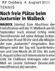 110804 Noch freie Plätze beim Juxturnier in Walbeck