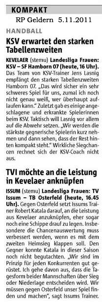 111105 Vorschau Frauen Kevelaer und Issum