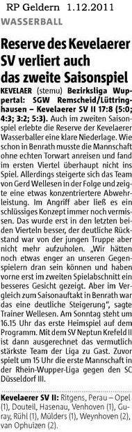 111201 Reserve des Kevelaerer SV verliert auch das zweite Saisonspiel