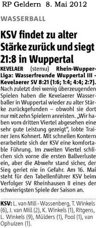 120508 KSV findet zu alter Stärke zurück und siegt 21:8 in Wuppertal