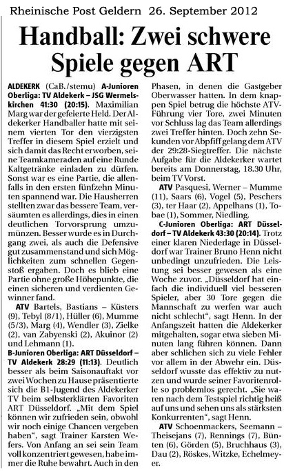 120926 Zwei schwere Spiele gegen ART  (B1 und C1 Aldekerker TV)