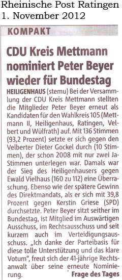 121101 CDU Kreis Mettmann nominiert Peter Beyer wieder für den Bundestag
