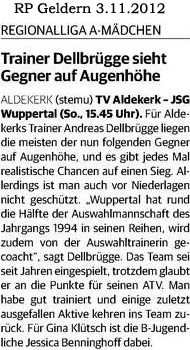 121103 Trainer Dellbrügge sieht Gegner auf Augenhöhe