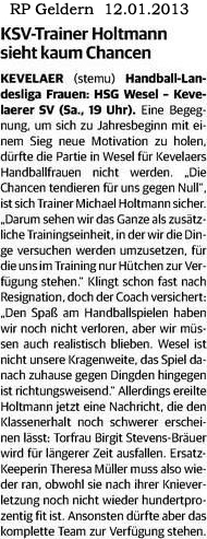 130112 KSV-Trainer Holtmann sieht kaum Chancen