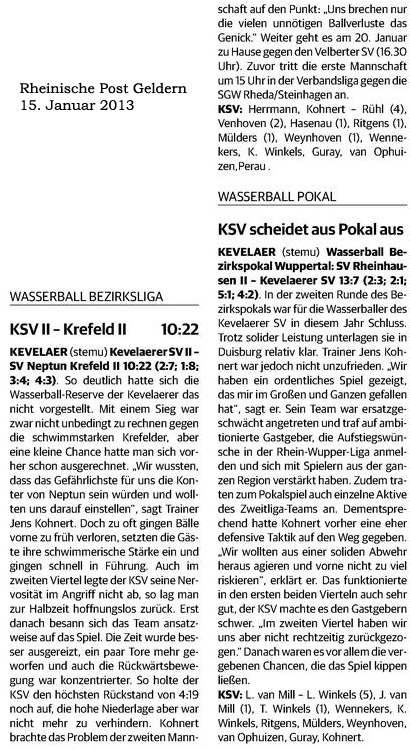 130115 Wasserball KSV I (Pokal) & KSV II (Liga)