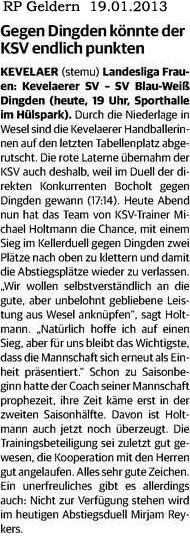 130119 Gegen Dingden könnte der KSV endlich punkten