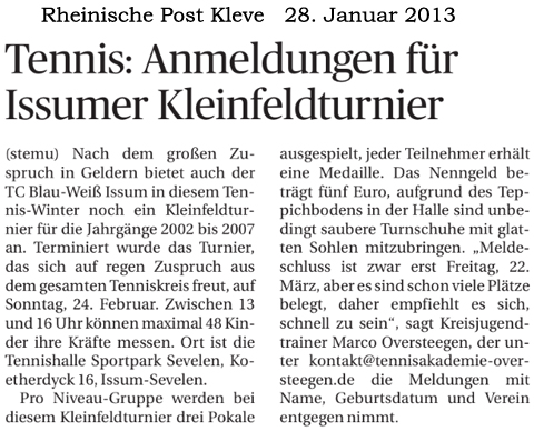 130128 KLE Ankündiung Kleinfeldturnier in Issum