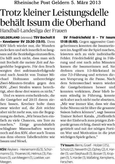 130305 Trotz kleiner Leistungsdelle behält Issum die Oberhand (Handball-Landesliga der Frauen)