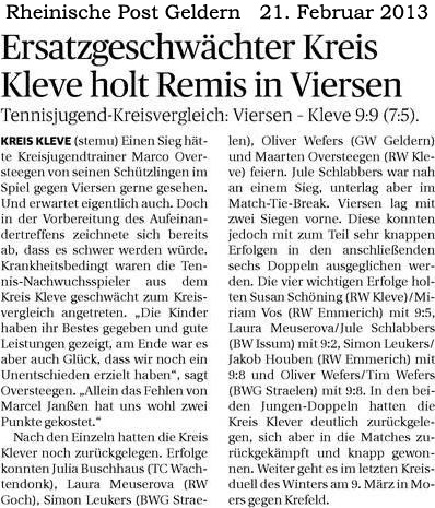 130221 Ersatzgeschwächter Kreis Kleve holt Remis in Viersen