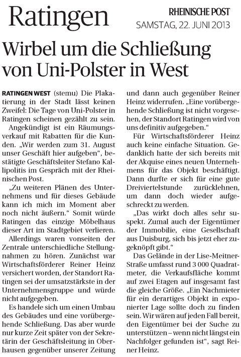 130622 Wirbel um die Schließung von Uni-Polster in West