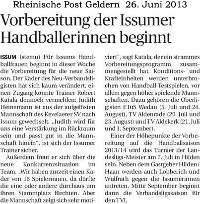 130626 Vorbereitung der Issumer Handballerinnen beginnt