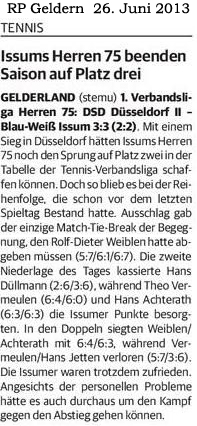 130626 Issums Herren 75 beenden Saison auf Platz drei