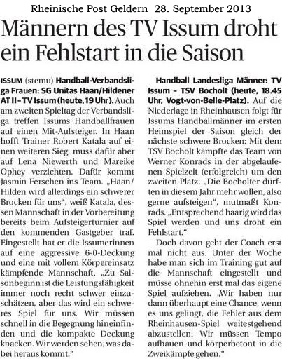 130928 Handball-Vorschau Issum Männer & Frauen