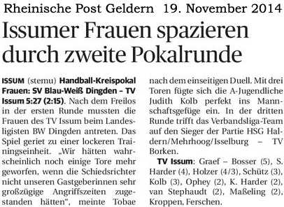 141119 Issums Frauen spazieren durch die zweite Pokalrunde