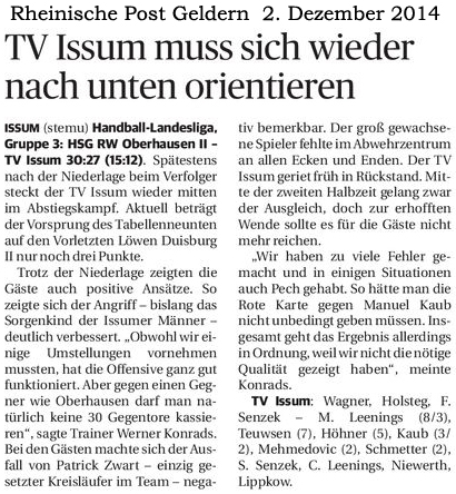 141202 Handballmänner TV Issum