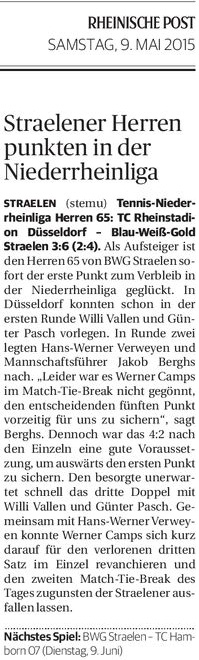 150509 Straelener Herren 65 punkten in der Niederrheinliga