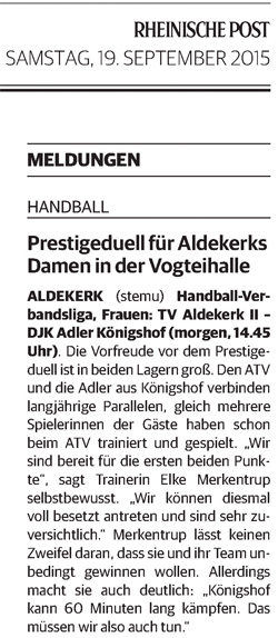 150919 Prestigeduell für Aldekerks Damen in der Vogteihalle