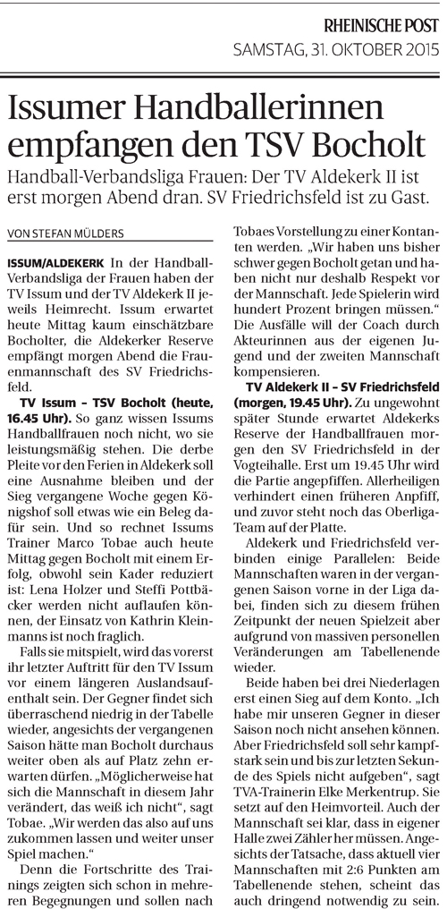 151031 Vorschau Verbandsliga Frauen