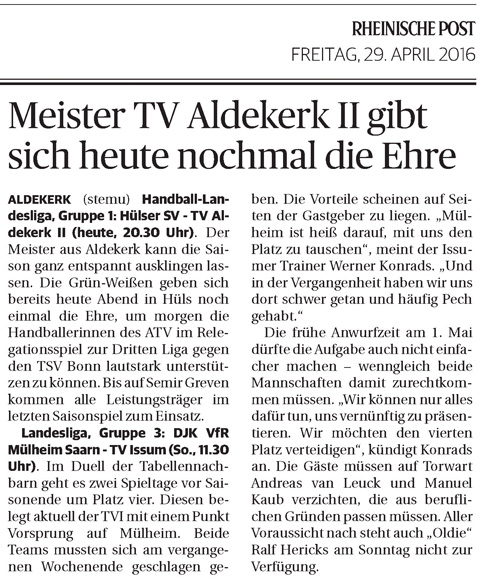 160429 Vorschau Landesliga Männer Issum & ATV II