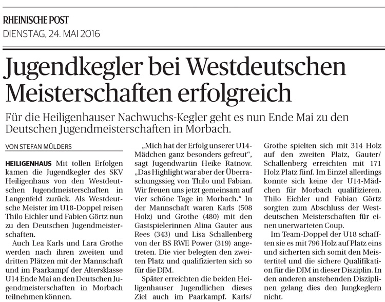 160524 Jugendkegler bei Westdeutschen Meisterschaften erfolgreich