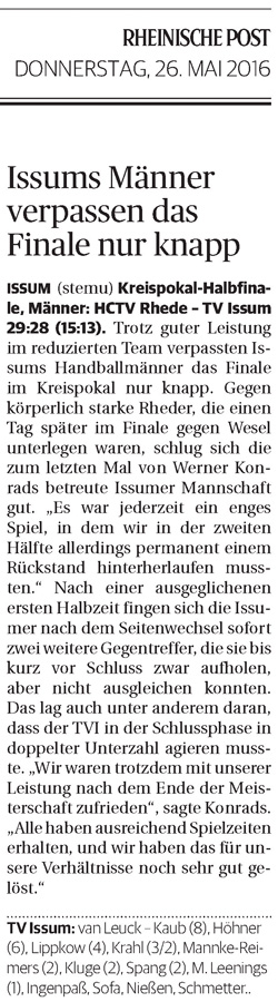 160526 Issums Männer verpassen das Finale nur knapp