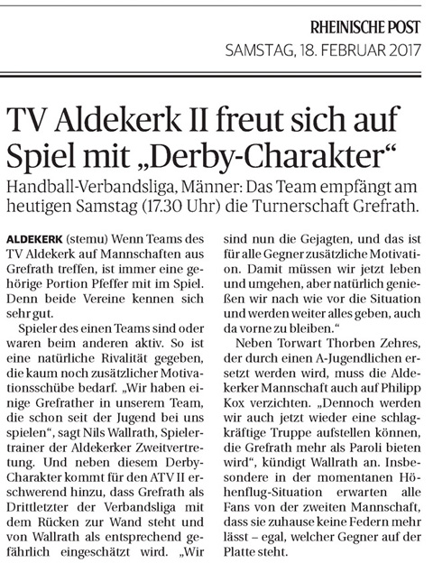 170218 TV Aldekerk II freut sich auf Spiel mit "Derby-Charakter"
