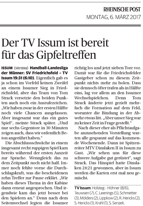 170306 Der TV Issum ist bereit für das Gipfeltreffen