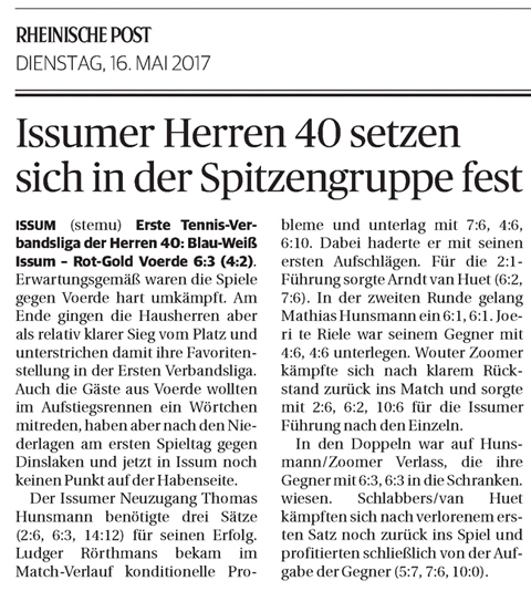 170516 Issumer Herren 40 setzen sich in der Spitzengruppe fest