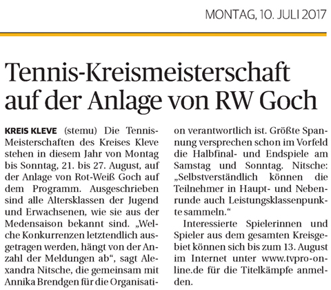 170710 Tennis-Kreismeisterschaft auf der Anlage von RW Goch