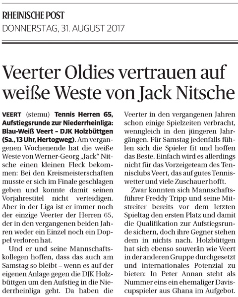 170831 Veerter Oldies vertrauen auf weiße Weste von Jack Nitsche