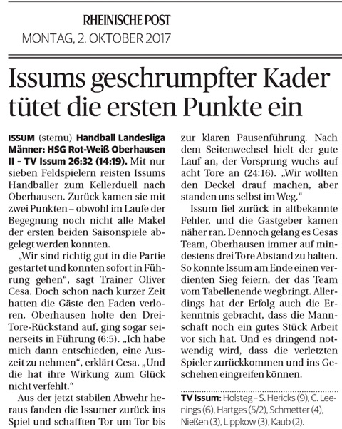 171002 Issums geschrumpfter Kader tütet die ersten Punkte ein