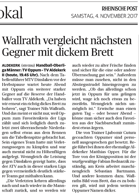 171104 Wallrath vergleicht nächsten Gegner mit dickem Brett