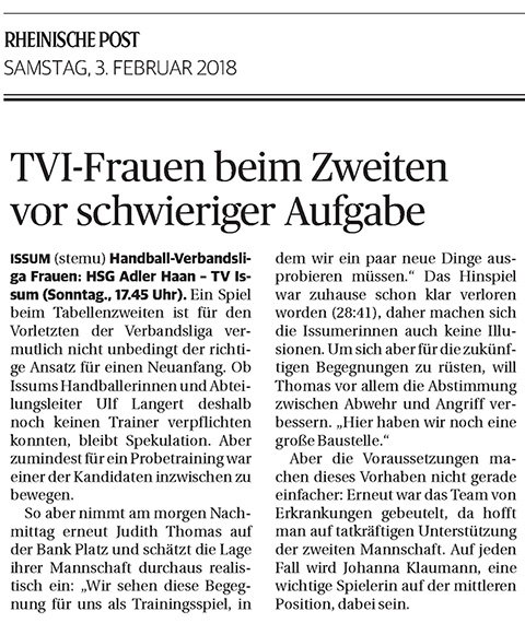 180203 TVI-Frauen beim Zweiten vor schwieriger Aufgabe