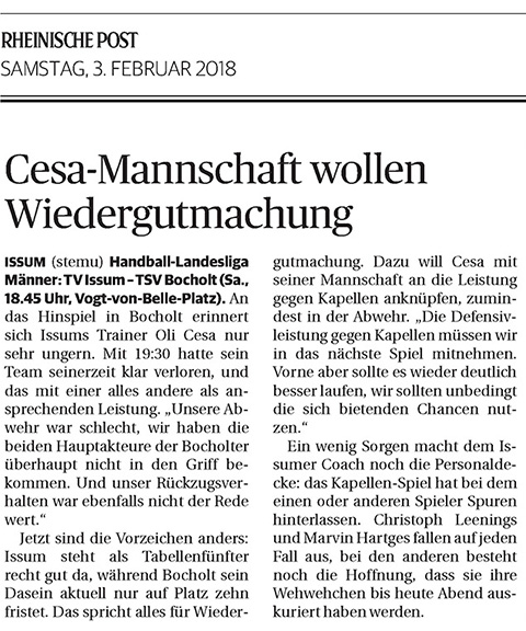 180203 Cesa-Mannschaft wollen Wiedergutmachung