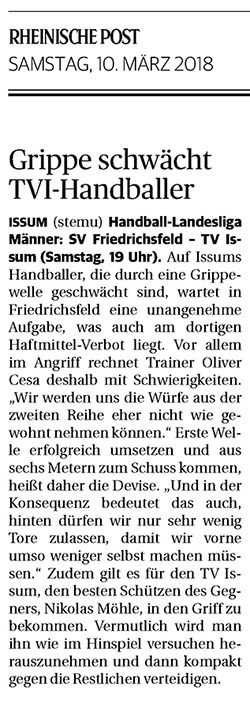 180310 Grippe schwächt TVI-Handballer