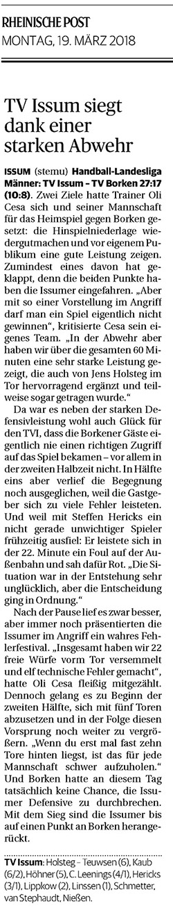 180319 TV Issum siegt dank einer starken Abwehr