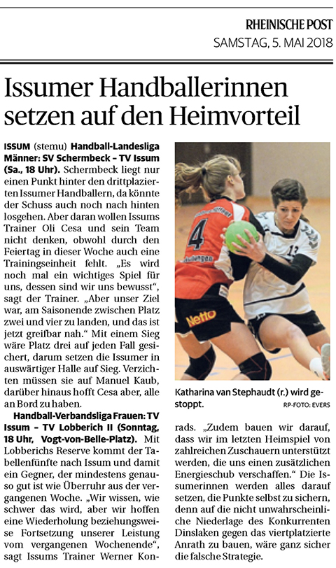 180505 Issumer Handballerinnen setzen auf den Heimvorteil (+ Männervorschau)