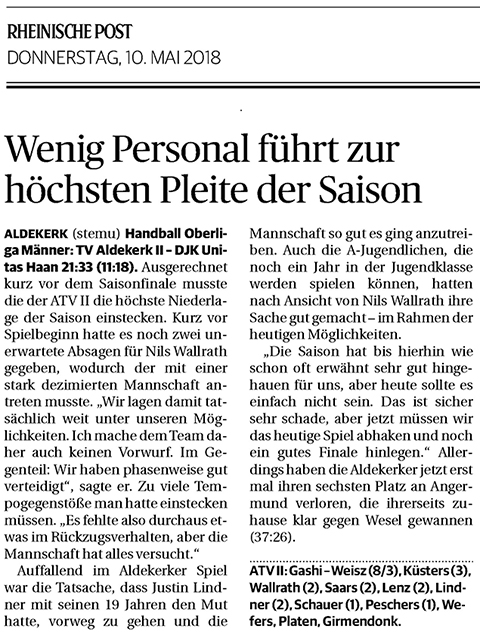 180510 Wenig Personal führt zur höchsten Pleite der Saison