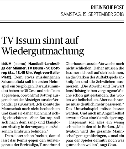 180915 TV Issum sinnt auf Wie­der­gut­ma­chung